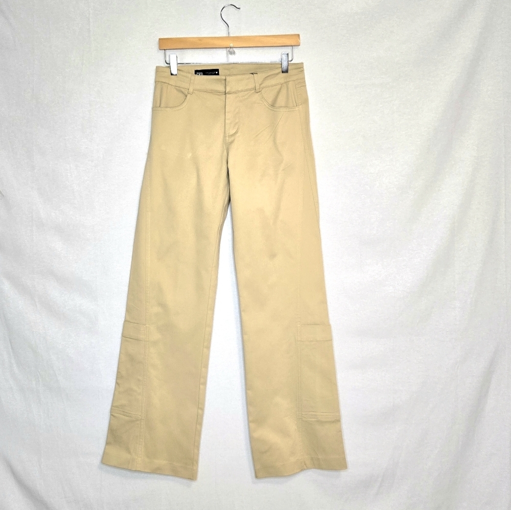 Zara Pants, Khaki, Leg pocket, Size Small/tall.